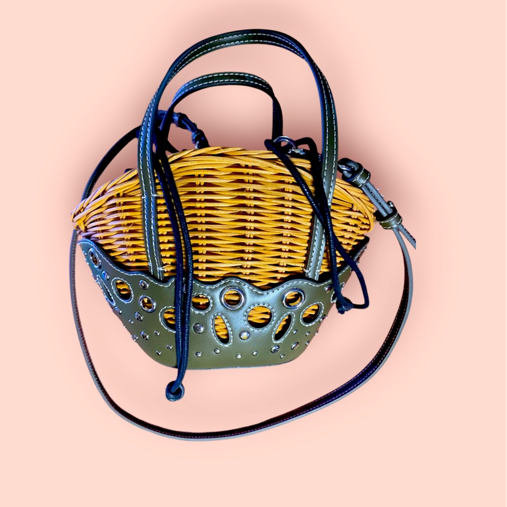 Zara Crossbody Stylish Woven Basket Bag with Accents